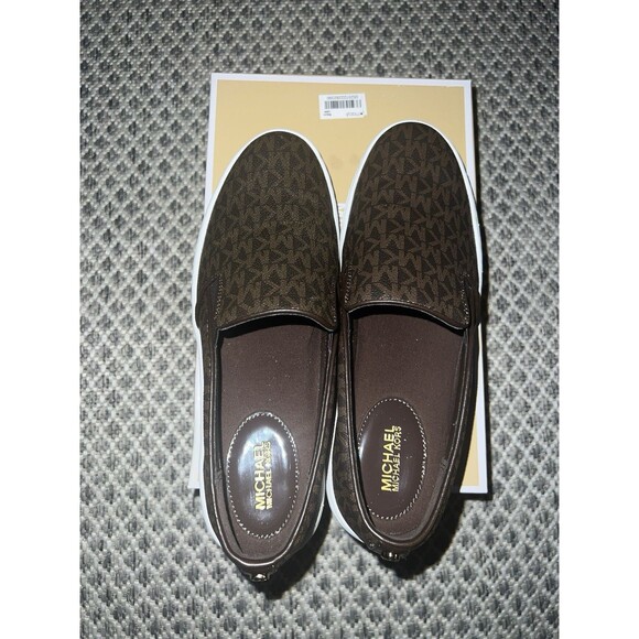 Michael Kors Keaton MK Signature Logo Flat Slip-On Sneakers Women Size 8M Brown - Picture 8 of 8